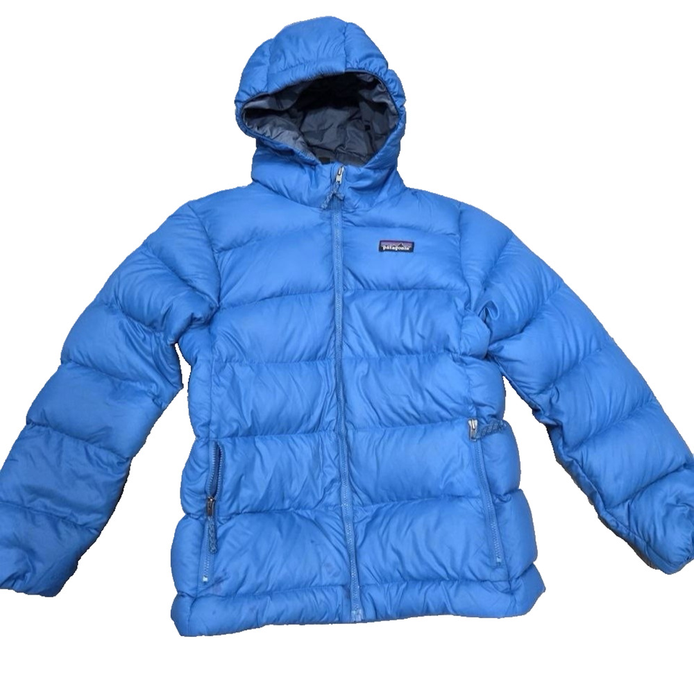 Patagonia Hi-Loft Down coat Puffer Hooded Jacket Kids 10 yrs Blue A010662
